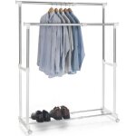 Portant � v�tements casa en m�tal chrom� et blanc penderie double sur roulettes avec 2 barres hauteur ...