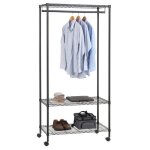 Portant � v�tements brindisi penderie simple sur roulettes vestiaire mobile avec 1 barre et 2 tablettes ...