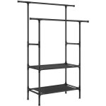 Portant � v�tements double barre en m�tal songmics - �tag�re de rangement � 2 niveaux - noir