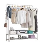 Portant � v�tement porte manteau penderie sur pied cintre tiges double - 110x 33x150cm - portant � v�tements ...