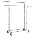 Portant  vtements - songmics - charge max. 110 kg - mtal chrom hsr12s - 129 x 55 x 148 / 172 cm