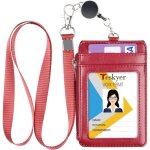 Porte badgeavec cordon rtractableporte badge tour de couporte badge en cuir pu4 emplacements pour cartesavec ...