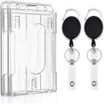 Porte - badge vertical  2 cartes avec fentes pour le pouce protecteur de botier rigide transparent ...