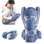 Porte - b�b� multifonctionnel ventral et dorsal - insfity - bleu denim - ergonomique - 0 - 48 mois