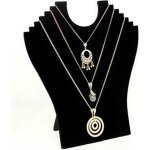 Porte bijoux buste plat pliant pour 6 colliers velours noir noir Porte bijoux buste plat pliant pour 6 colliers velours noir noir