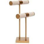 Porte - bijoux - home deco factory - double - beige - pied dor� - h295 x l21 x p14 cm