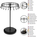 Porte - bijoux pivotant - noir - 23 crochets - mtal - 33 cm - mixte