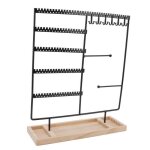 Porte - boucles doreilles - keenso - 5 niveaux - 90 trous - 2 barres de bracelet - noir