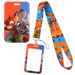 Porte carte zootopie lani�re porte cl� tissus lapin renanrd dessin anim� accessoire carte �cole cantine ...