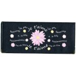 Porte chequier long en cuir noir pour femme je taime