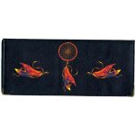 Porte chquier long portefeuille porte carte en cuir noir motif dream catcher colore