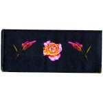 Porte chquier long portefeuille porte carte en cuir noir motif rose et ble