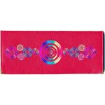 Porte chquier long portefeuille porte carte en cuir rouge motif cercle