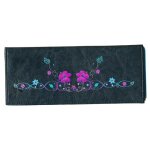 Porte chquier long portefeuille noir porte carte porte monnaie motif floral