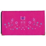 Porte chquier portefeuille porte carte en cuir rose motif papillon