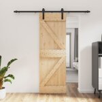 Vidaxl porte coulissante et kit de quincaillerie 70x210 cm pin massif porte intrieure porte de grange ...