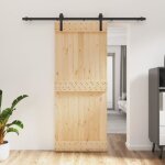 Vidaxl porte coulissante et kit de quincaillerie 85x210 cm pin massif porte intrieure porte de grange ...