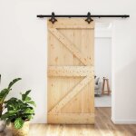 Vidaxl porte coulissante et kit de quincaillerie 95x210 cm pin massif porte intrieure porte de grange ...