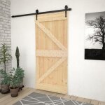 Porte coulissante - pin massif - 90x210cm - kit de quincaillerie inclus - couleur noire - durable Porte coulissante - pin massif - 90x210cm - kit de quincaillerie inclus - couleur noire - durable