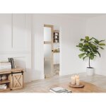 Porte coulissante avec systme  galandage en bois et verre tremp dpoli - 3 fentres - h205 x l93 cm ...