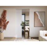 Porte coulissante avec système à galandage - h205 x l83 cm - mdf + pvc blanc - varin ii Porte coulissante avec système à galandage - h205 x l83 cm - mdf + pvc blanc - varin ii