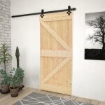 Porte coulissante - vidaxl - 90x210cm - bois de pin massif - kit de quincaillerie inclus - couleur noire ... Porte coulissante - vidaxl - 90x210cm - bois de pin massif - kit de quincaillerie inclus - couleur noire ...