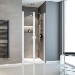 Schulte porte de douche 2 battants 80x180 cm porte de douche battante en niche verre 5 mm transparent ...
