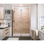 Schulte porte de douche coulissante 120x200 cm en niche anticalcaire verre 6 mm transparent style industriel ...
