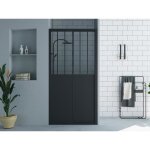 Porte de douche coulissante noir mat style atelier - 100 x 195 cm - urbanik Porte de douche coulissante noir mat style atelier - 100 x 195 cm - urbanik