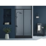 Porte de douche coulissante noir mat style industriel - 120 x 195 cm - toroni
