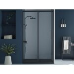 Porte de douche coulissante noir mat style industriel - 140 x 195 cm - toroni