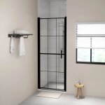 Porte de douche - mothinessto - ly3601 - verre tremp� 5mm - noir - dimensions 88 - 91 cm