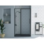 Porte de douche pivotante noir mat style industriel - 120 x 195 cm - toroni Porte de douche pivotante noir mat style industriel - 120 x 195 cm - toroni