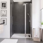 Schulte porte de douche pivotante 120x192cm avec paroi fixe anticalcaire verre 5 mm transparent aspect ... Schulte porte de douche pivotante 120x192cm avec paroi fixe anticalcaire verre 5 mm transparent aspect ...