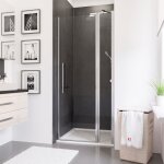 Schulte porte de douche pivotante 90x192cm avec paroi fixe porte sur élément fixe anticalcaire verre ... Schulte porte de douche pivotante 90x192cm avec paroi fixe porte sur élément fixe anticalcaire verre ...