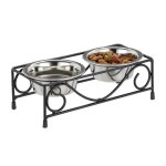 Relaxdays porte - gamelles pour chiens et chats 2 cuelles chacune ayant un volume de 300ml noir / argent ...