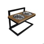 Porte - gamelle en bois sur pied 2x800 ml