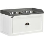 Gamelles chiens sur�lev�es - pawhut - porte - gamelles chat rangement 2 en 1 tiroir 2 gamelles 2 l - ...