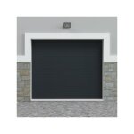 Porte de garage sectionnelle effet rainur� anthracite motoris�e l254 x h218 cm - noria