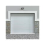 Porte de garage sectionnelle effet rainur� blanc motoris�e l254 x h218 cm - noria