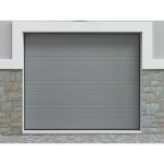 Porte de garage sectionnelle effet rainur� gris motoris�e l254 x h218 cm - noria