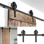 Porte de grange coulissante - homewell - 200 cm - acier au carbone - noir - syst�me coulissant