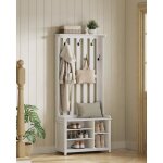 Porte - manteau 7 crochets doubles vestes chapeaux pour l?entrée chambre salon 35 x 81 x 180 cm blanc ... Porte - manteau 7 crochets doubles vestes chapeaux pour l?entrée chambre salon 35 x 81 x 180 cm blanc ...