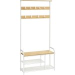 Porte - manteau meuble d?entre vestiaire avec 9 crochets amovibles banc tagre 30 x 85 x 1805 cm couleur ...