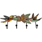 Porte manteau mural en m�tal d�coration oiseaux original pat�re acier 4 crochets - accroche torchons ...