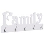 Porte - manteau mural - tmishion - family - 74x295 cm - 5 pat�res - mdf blanc