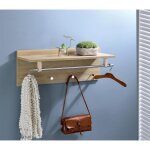 Porte - manteaux mural ulf penderie murale avec 1 �tag�re de rangement 1 tringle 4 pat�res crochets m�tal ...