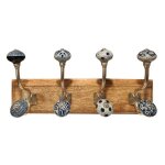 Porte - manteau - origen - 4 boutons - marron - vintage - dcoration murale