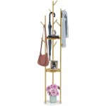 Porte - manteau sur pied en métal pour vêtements chapeaux sacs - doré Porte - manteau sur pied en métal pour vêtements chapeaux sacs - doré