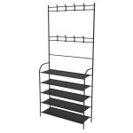Porte - manteau vestiaire chaussures rangement entre 5 tagre - ohmg - noir